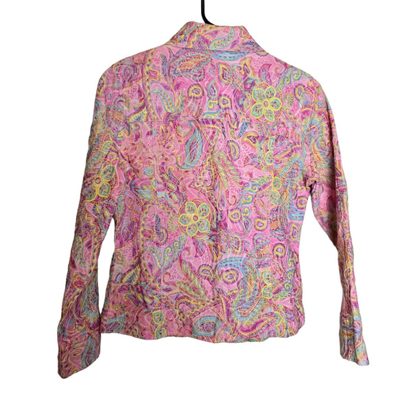 Y2K Analogy Jacket Size Petite Medium Paisley Pink Floral pastel - Picture 3 of 7